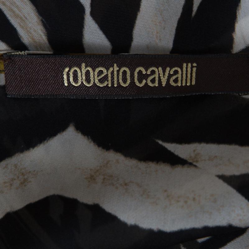 Roberto Cavalli Animal Printed Silk Chiffon Sheer Kaftan Maxi Dress M 1
