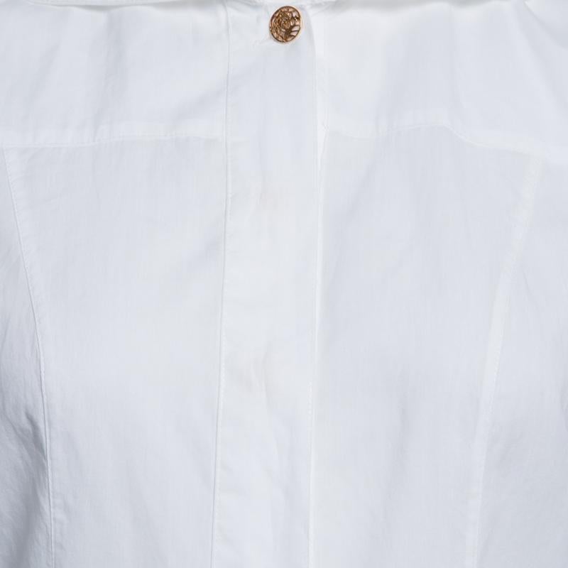Women's Fendi White Ruffled Cuff Detail Long Sleeve Shirt S