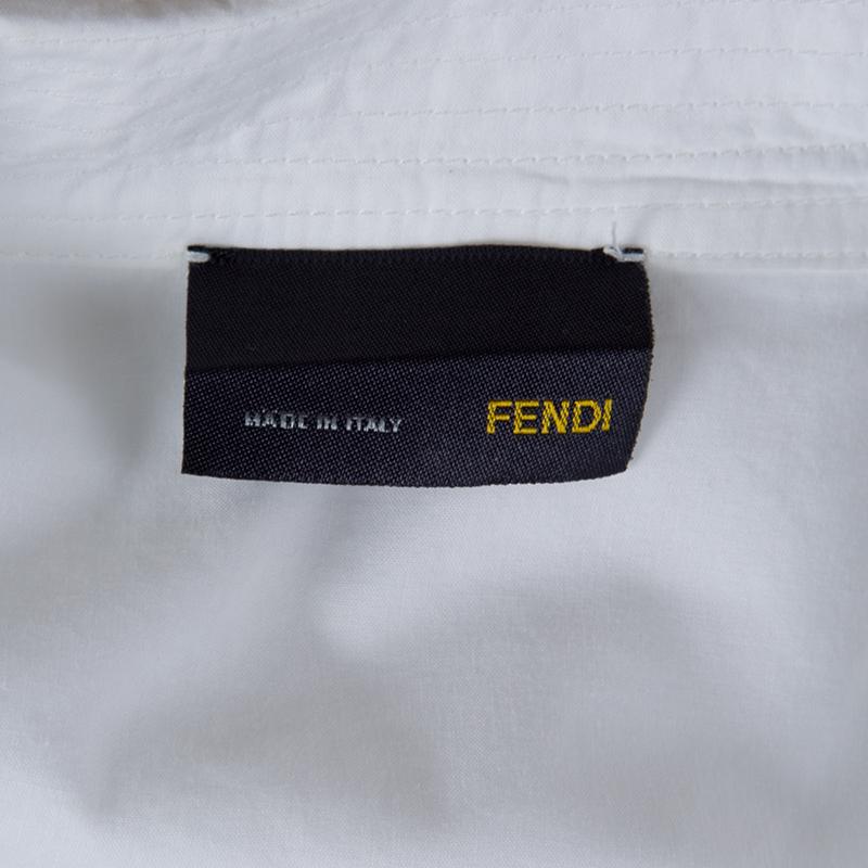 Fendi White Ruffled Cuff Detail Long Sleeve Shirt S 1