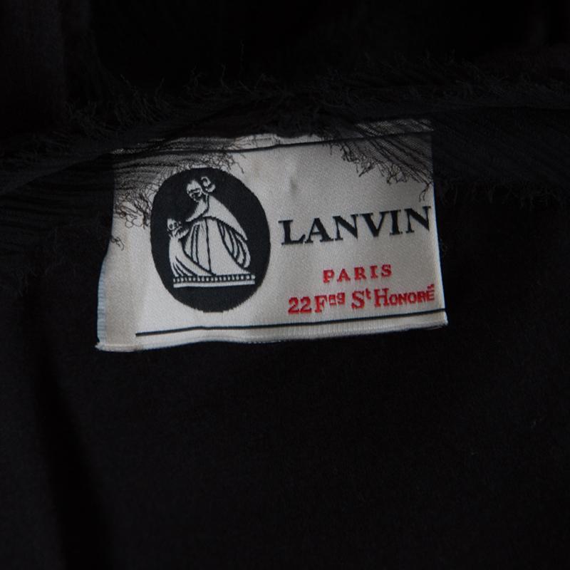Lanvin Black Raw Edged Bow Detail Short Sleeve Dress M 1