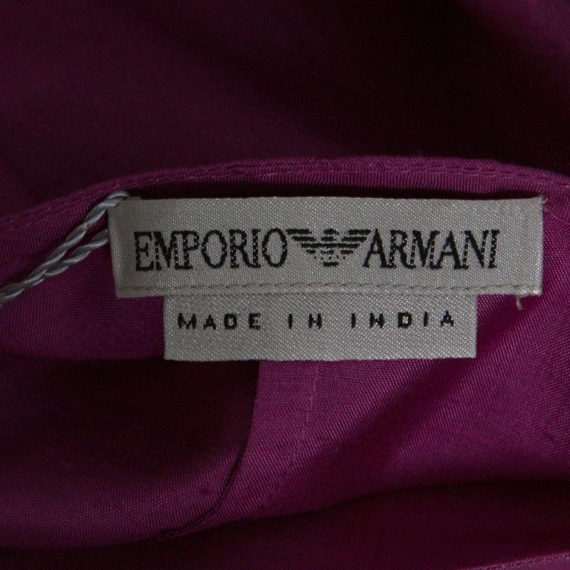 Emporio Armani Pink Raw Silk Embellished Long Sleeve Top L 1