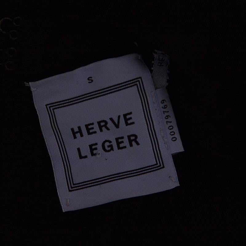 Herve Leger Black Mesh Insert Metallic Trim Racer Back Bandage Dress S 1