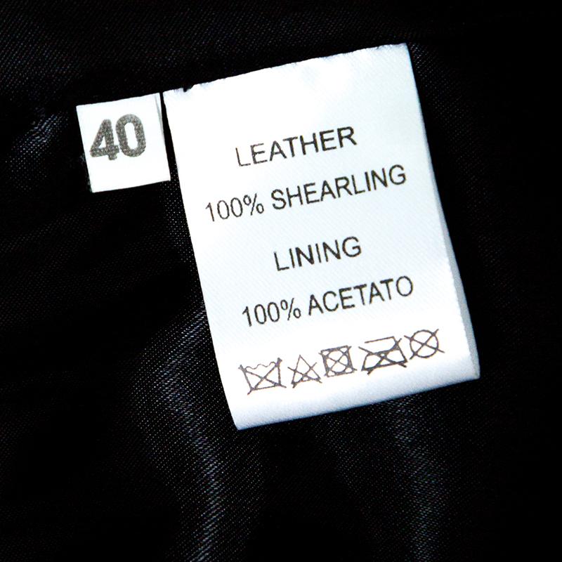 Cesare Paciotti Black Dagger Zip Detail Short Sleeve Leather Dress S 1