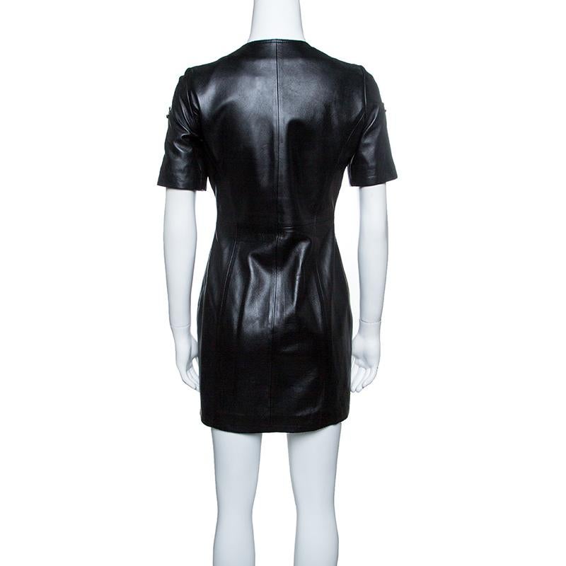 Styled in superior quality fabric, this creation from Cesare Paciotti makes a statement of its own. It has a round neck, short sleeves and a front zip detail running throughout the length. With metal dagger embellishments on the sleeves, you cannot
