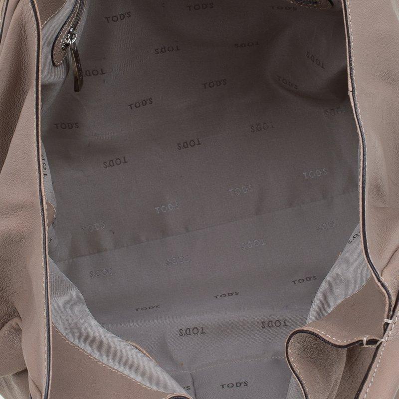 Tod's Beige Leder Ivy Sacca Media Tote Damen