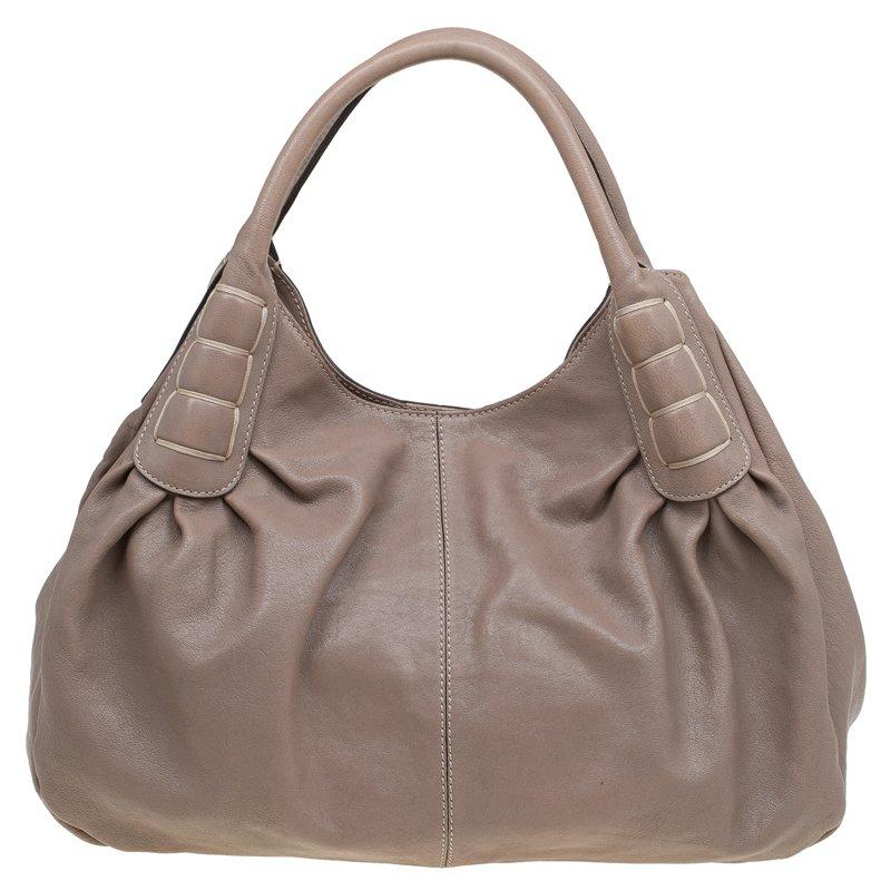 Tod's Beige Leather Ivy Sacca Media Tote 1