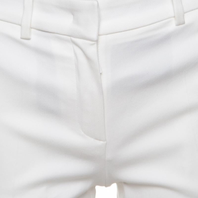Roberto Cavalli Firenze White Cotton High Waist Straight Fit Pants L In Excellent Condition In Dubai, Al Qouz 2