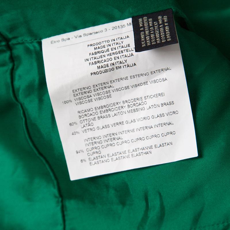 Etro Green Paisley Printed Embellished Maxi Dress M 1