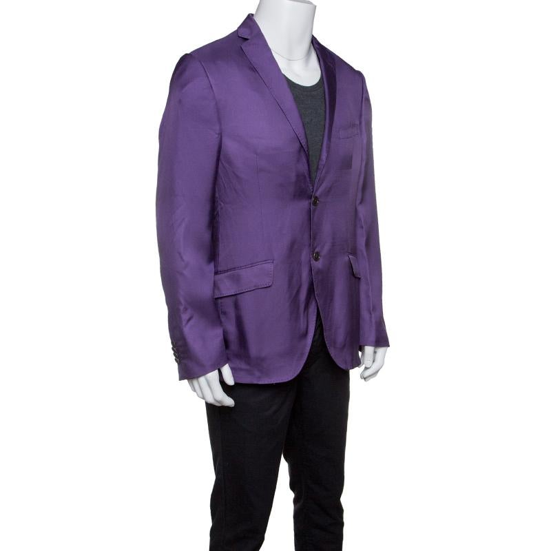 Etro Purple Silk Superleggera Minerva Blazer L In New Condition In Dubai, Al Qouz 2