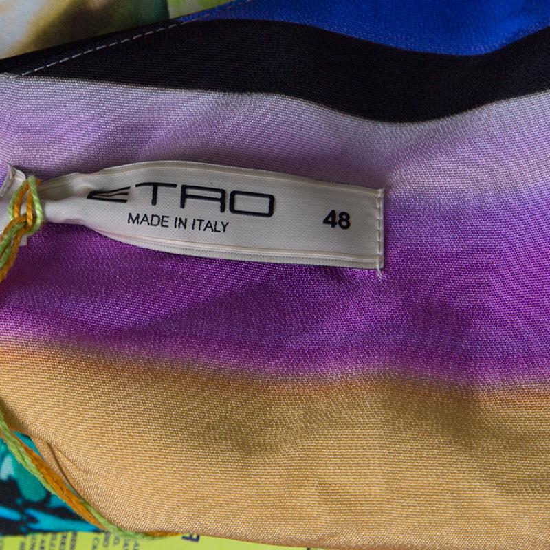 Etro Multicolor Printed Silk Embellished Strap Detail Sleeveless Maxi Dress L In New Condition In Dubai, Al Qouz 2
