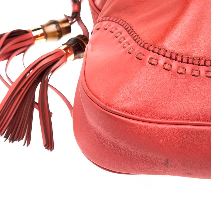 Gucci Red Orange Leather Large New Jackie Shoulder Bag 4
