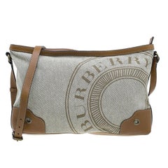 Used Burberry Brown Canvas Crossbody Bag