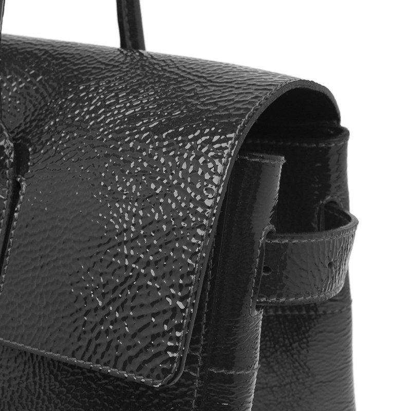 Mulberry Dark Grey Patent Leather Bayswater Satchel Bag 6