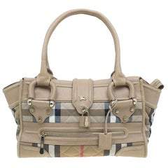 Burberry Cream Quilted House Check Manor Satchel Bag
