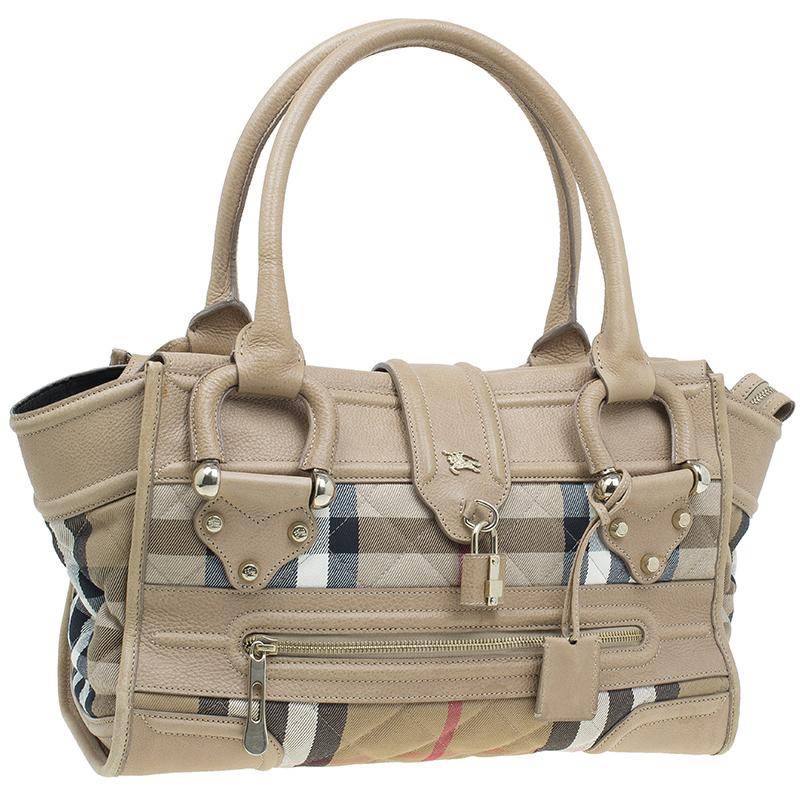 Burberry Cream Quilted House Check Manor Satchel Bag 5