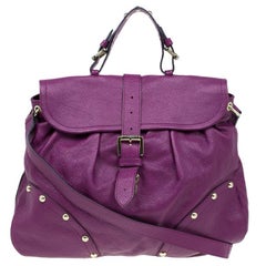 Mulberry Purple Leather Lizzie Top Handle Bag