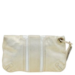 Jimmy Choo Metallic Beige Leather Small Mave Foldover Clutch