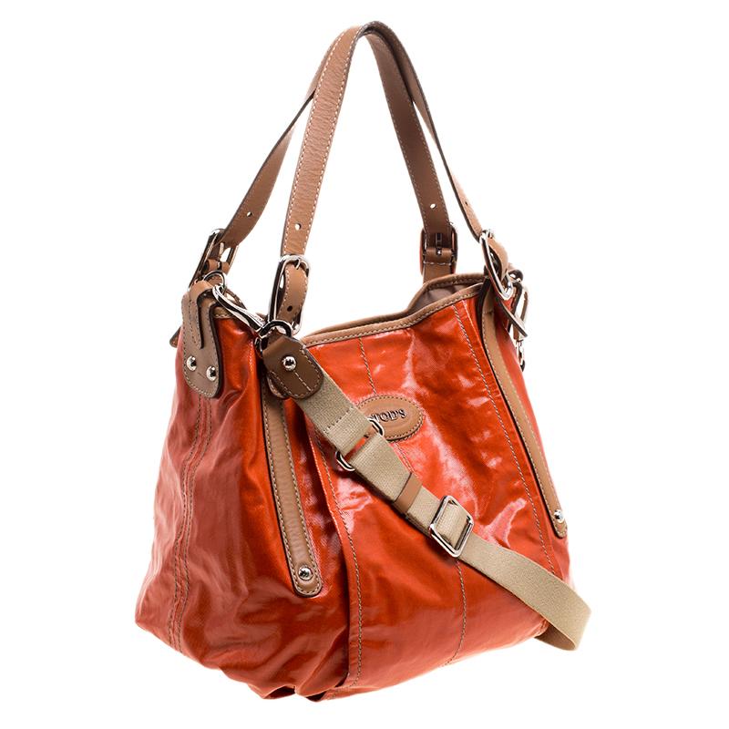 Tod's Orange Coated Fabric Gummy Bag 1