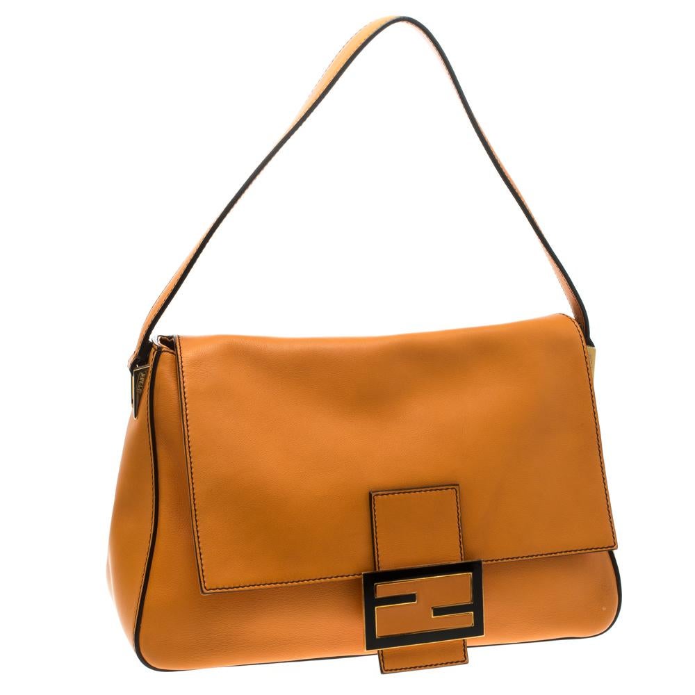 Fendi Orange Leather Mama Forever Shoulder Bag 1