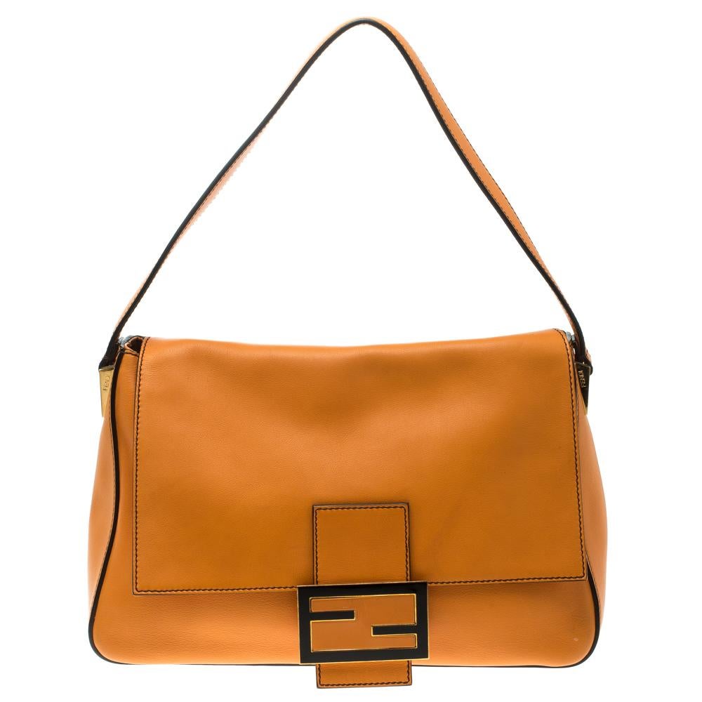 Fendi Orange Leather Mama Forever Shoulder Bag