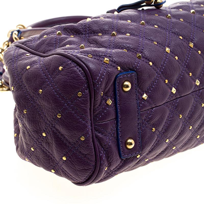 Marc Jacobs Purple Quilted Leather Studded Stam Shoulder Bag 3