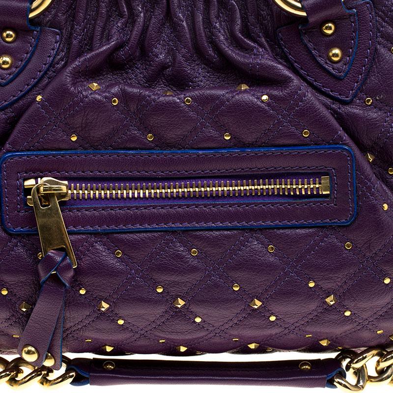 Marc Jacobs Purple Quilted Leather Studded Stam Shoulder Bag 4