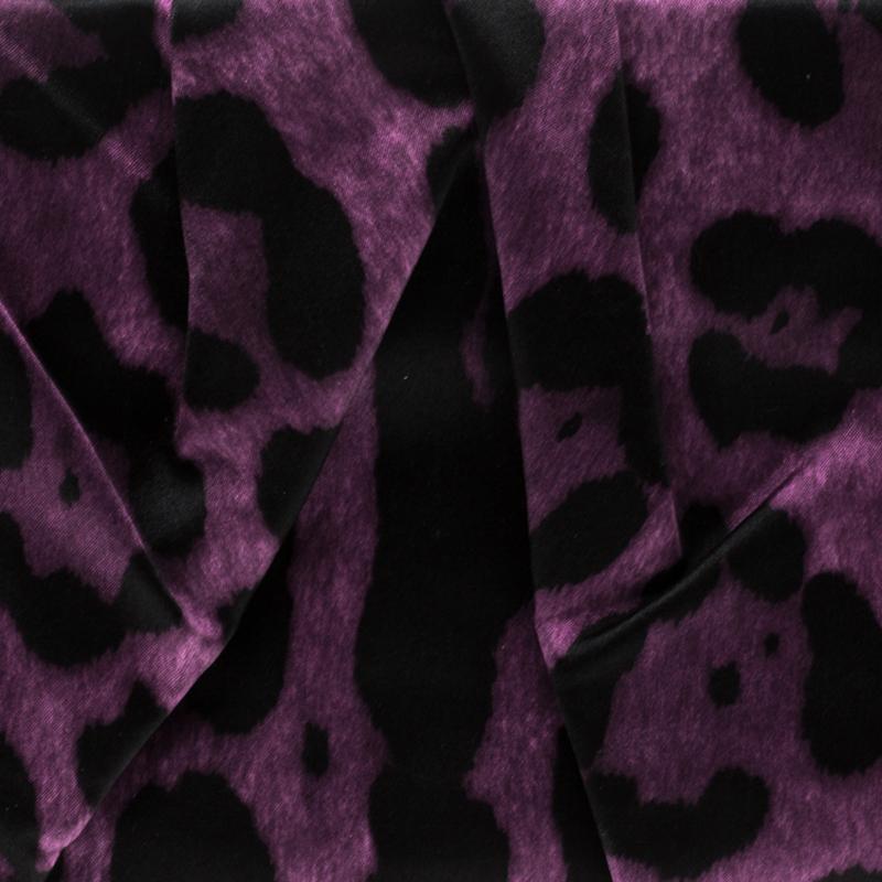Dolce and Gabbana Purple Leopard Print Satin Miss Lady Clutch 2