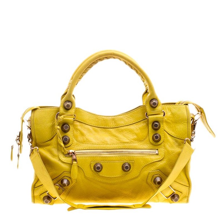 balenciaga yellow handbag