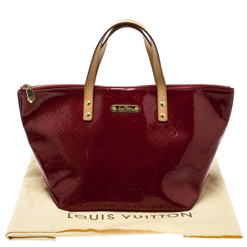 Women's Louis Vuitton Red Monogram Vernis Bellevue PM Bag