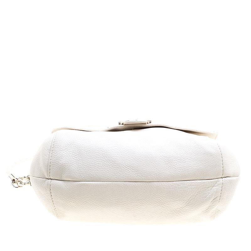 Gucci White Leather Techno Horsebit Shoulder Bag 3
