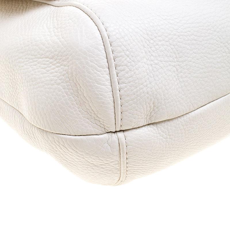 Gucci White Leather Techno Horsebit Shoulder Bag 2