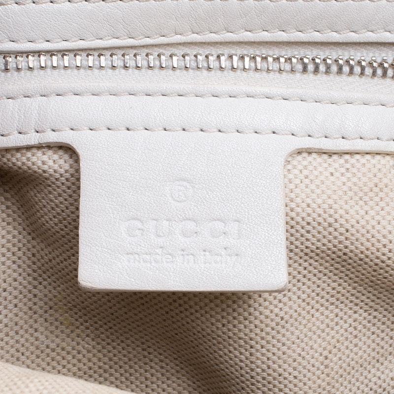 Gucci White Leather Techno Horsebit Shoulder Bag 5