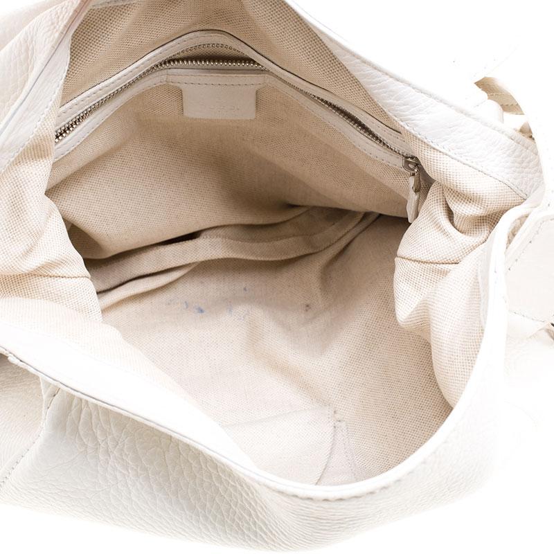 Gucci White Leather Techno Horsebit Shoulder Bag 6