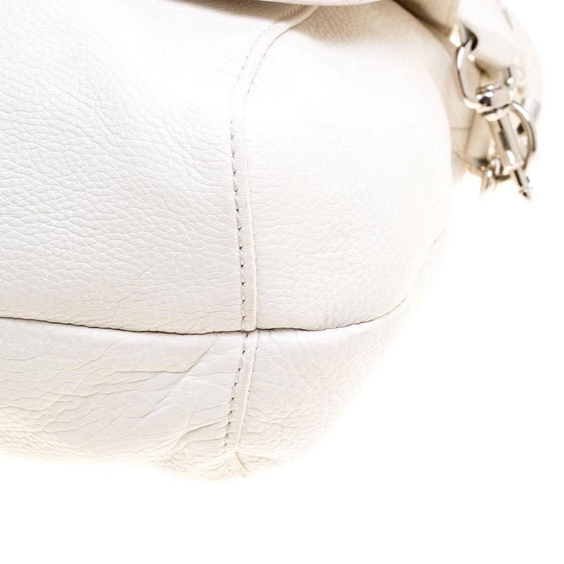 Gucci White Leather Techno Horsebit Shoulder Bag 8