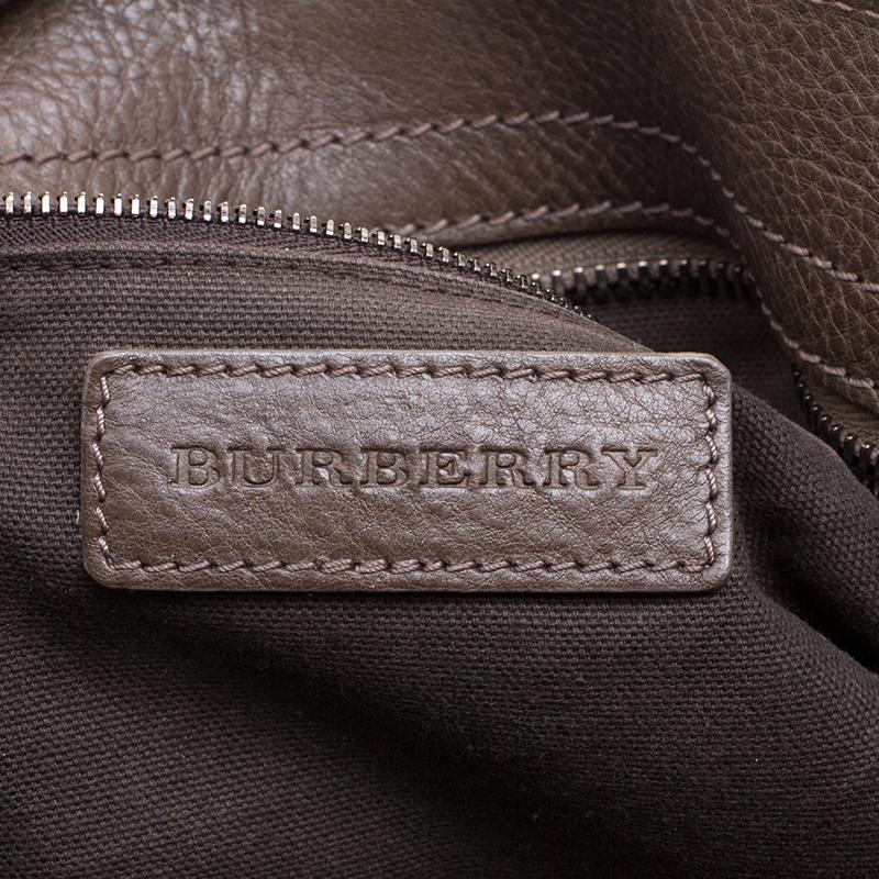Burberry Khaki Perforated Leather and Suede Bartow Hobo 7