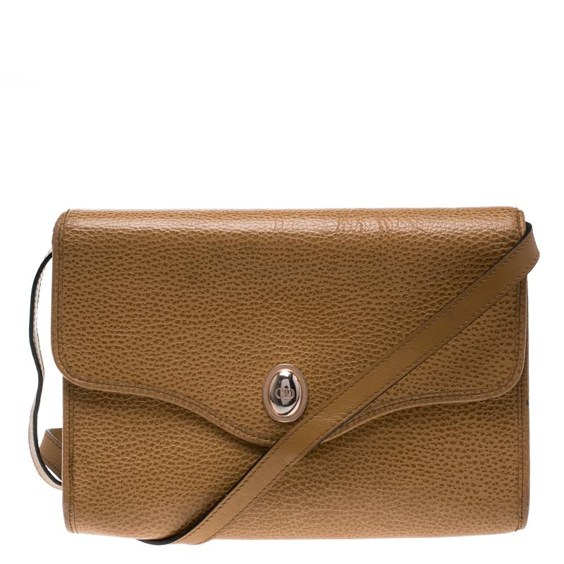 Brown Dior Tan Leather Vintage Shoulder Bag