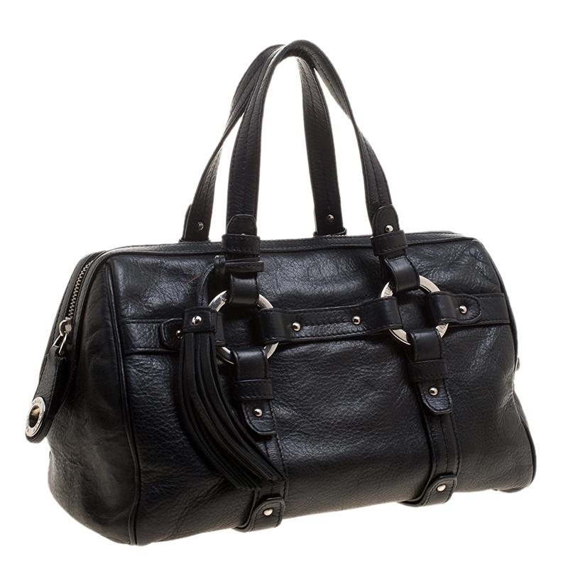 Bally Black Leather Charlyna Satchel In Good Condition In Dubai, Al Qouz 2