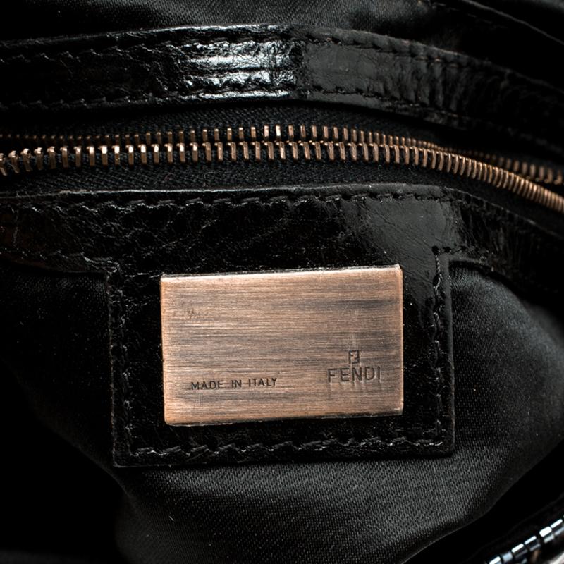 Fendi Black Beaded Embellishment Fabric Baguette Shoulder Bag 4