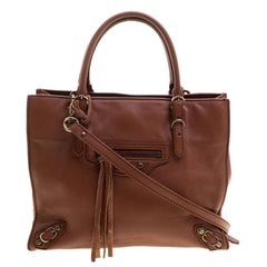 Balenciaga Cognac Leather Mini Papier A4 Tote