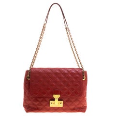 Marc Jacobs Red Quilted Leather Baroque Shoulder Bag