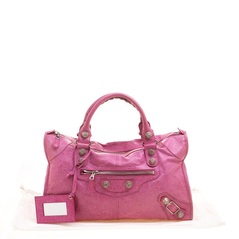 Balenciaga Framboise Leather GSH Work Tote In Good Condition In Dubai, Al Qouz 2