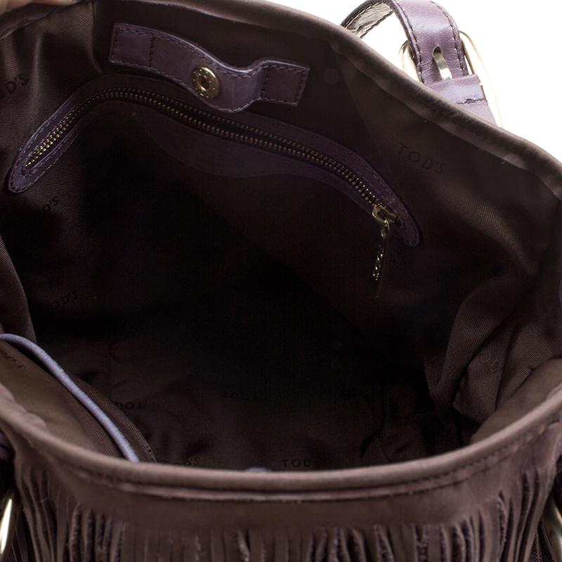 Black Tod's Lilac Leather Fringe G Bag