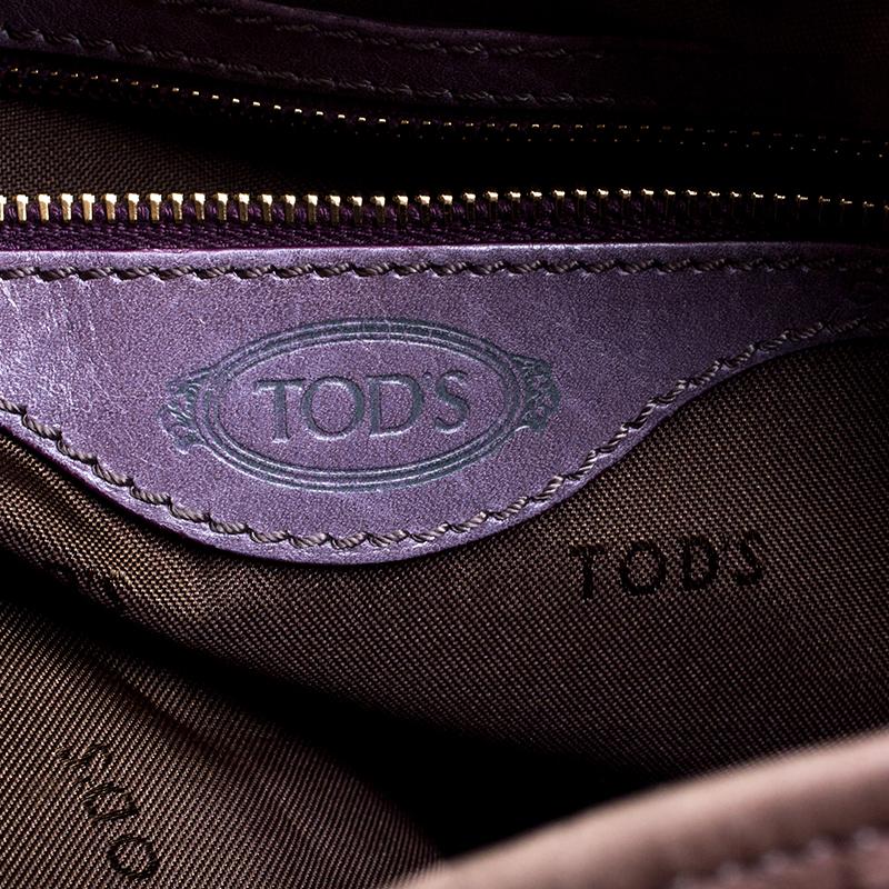 Tod's Lilac Leather Fringe G Bag In Good Condition In Dubai, Al Qouz 2