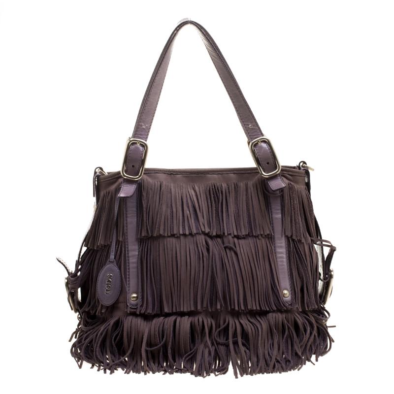 Tod's Lilac Leather Fringe G Bag