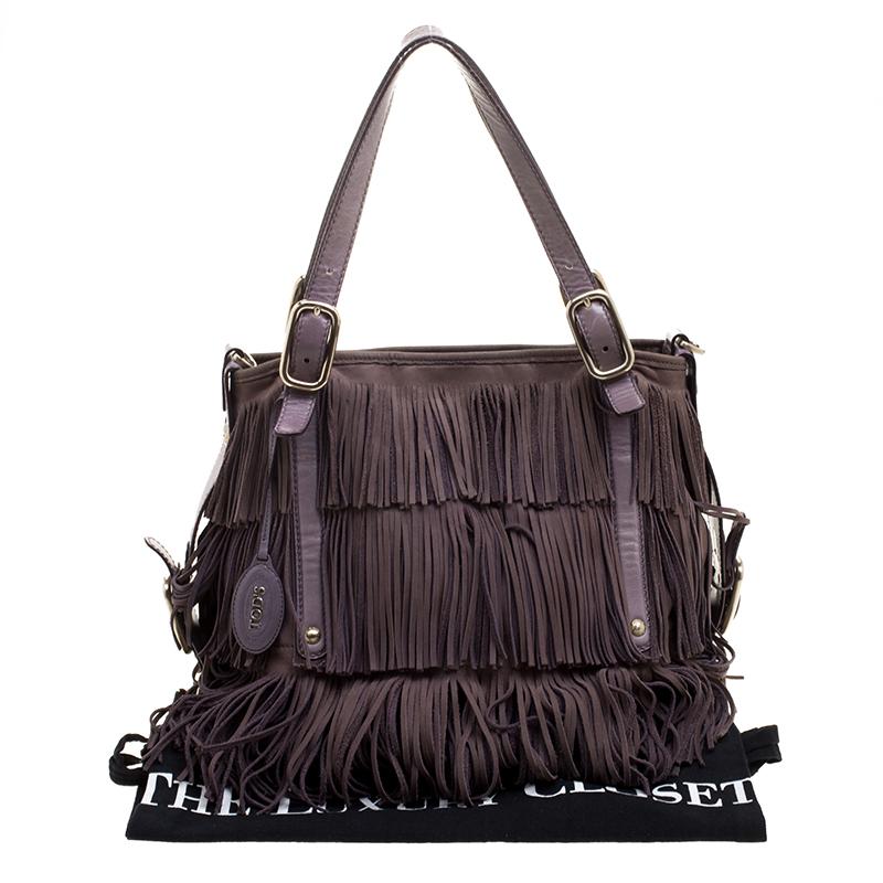 Tod's Lilac Leather Fringe G Bag 3