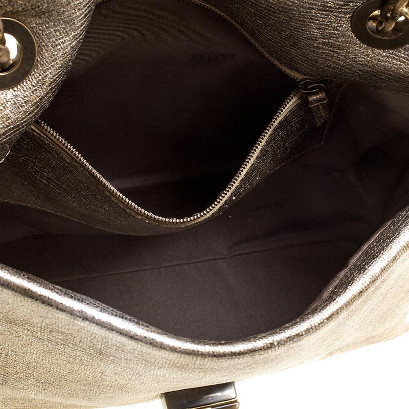 Lanvin Gold Leather Happy Shoulder Bag In Good Condition In Dubai, Al Qouz 2