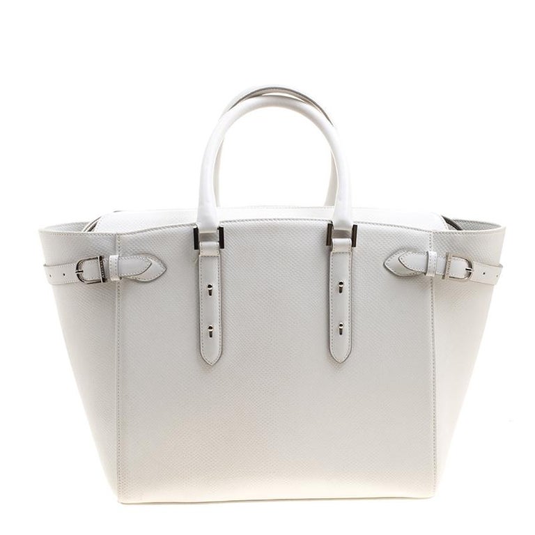 Aspinal Of London White Leather Midi Marylebone Tech Tote at 1stDibs