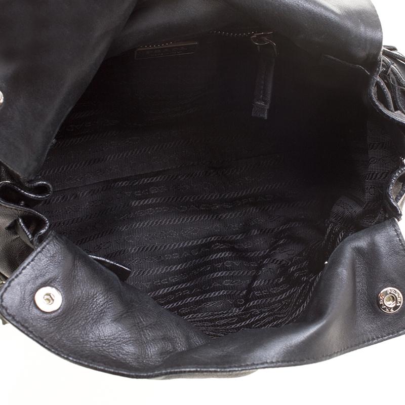 Prada Black Leather Antic Easy Pushlock Shoulder Bag 4