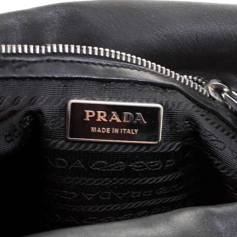 Prada Black Leather Antic Easy Pushlock Shoulder Bag 3
