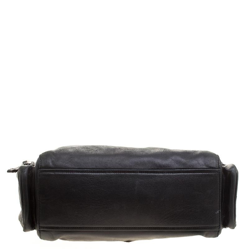 Prada Black Leather Antic Easy Pushlock Shoulder Bag 1